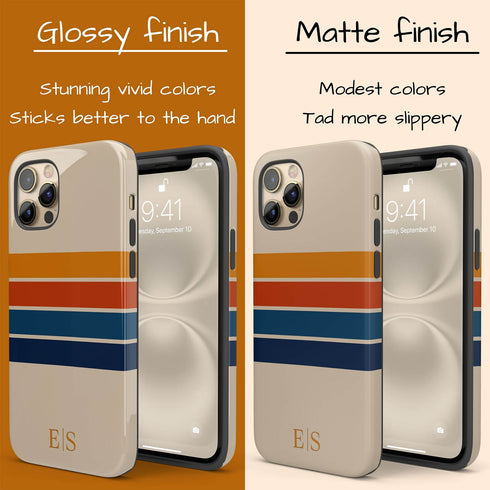 Custom Initials Retro Stripes iPhone Case